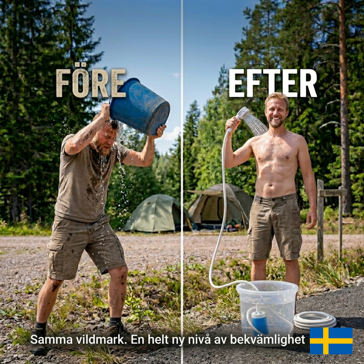Portabel vattenpump med slang & munstycke