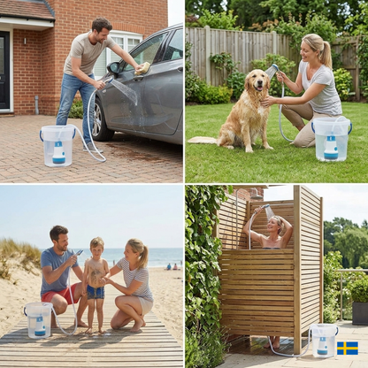 Portabel vattenpump med slang & munstycke